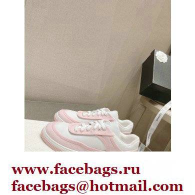 Chanel Canvas Logo Sneakers White/Pink 2022 - Click Image to Close