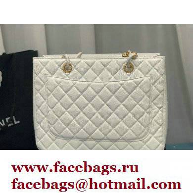 Chanel GST Shopping Tote Bag A50995 in Caviar Leather White/Gold