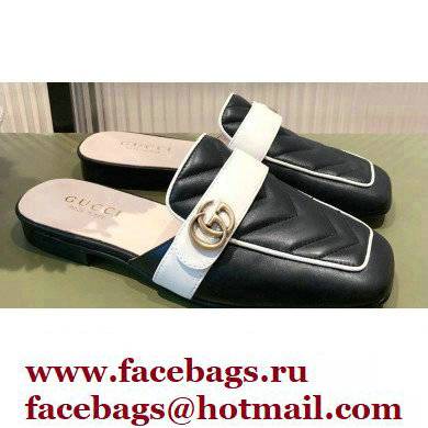 Gucci Double G Leather slipper 423694 Chevron Black 2022