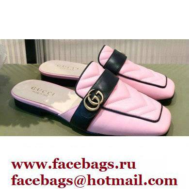 Gucci Double G Leather slipper 423694 Chevron Pink 2022