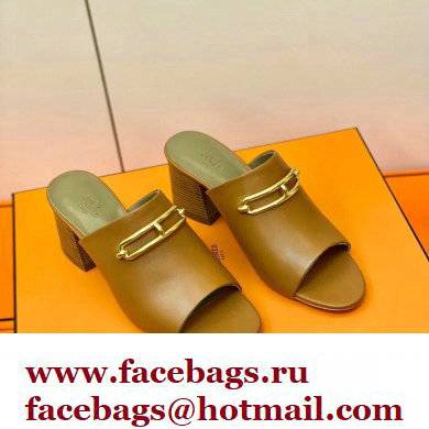 Hermes Roulis Buckle Camilla Mules Brown - Click Image to Close
