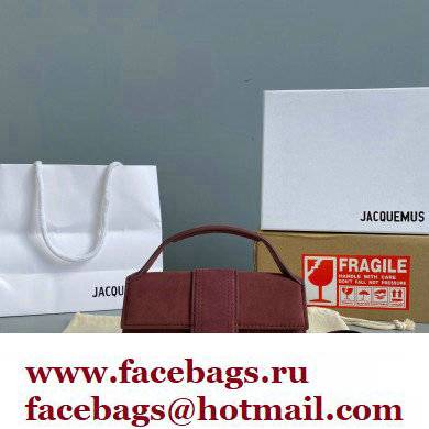 Jacquemus suede Le Bambino Mini Envelope Handbag burgundy