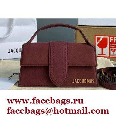 Jacquemus suede Le Bambino Mini Envelope Handbag burgundy - Click Image to Close