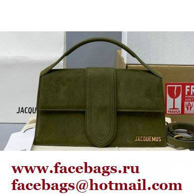 Jacquemus suede Le grand Bambino Large Envelope handbag army green - Click Image to Close