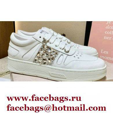 Jimmy Choo HAWAII LOW TOP/F Trainers Sneakers White with Crystal Embellishment 2022