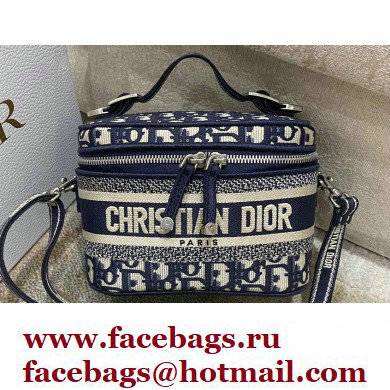 Lady Dior Micro Vanity Case Bag in Blue Oblique Embroidery 2022