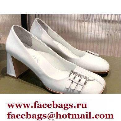 Prada Patent Leather Buckle Detail pumps White 2022 - Click Image to Close