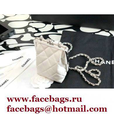 chanel WHITE lambskin Clutch with Chain AP2497 2022