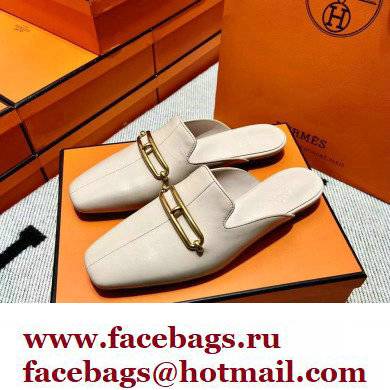 hermes calfskin Esmee mules creamy 2022 - Click Image to Close