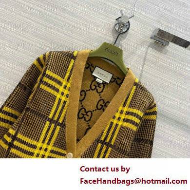 Gucci Reversible knit wool cardigan CAMEL AND BROWN 2022