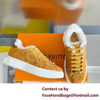 Louis Vuitton Monogram-embossed suede calf leather and shearling Time Out Sneakers Brown 2022