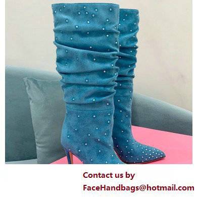 Paris Texas Heel 9cm Holly embellished suede boots Blue 2022