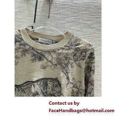dior gray Technical Cashmere Knit with Toile de Jouy Motif Dioriviera Embroidered Sweater 2022