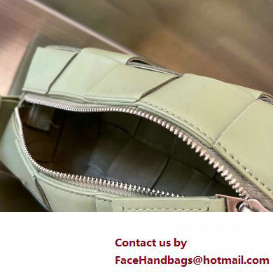 Bottega Veneta Intreccio leather Small Brick Cassette cross-body bag with adjustable strap 729251 Light Green - Click Image to Close