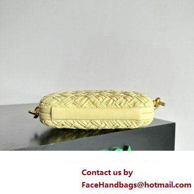 Bottega Veneta Knot On Strap Foulard intreccio leather minaudiere with strap Bag Yellow - Click Image to Close
