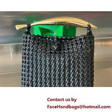Bottega Veneta Small hand-knotted intreccio leather Sardine Top Handle bag with metallic top handle 731166 Black