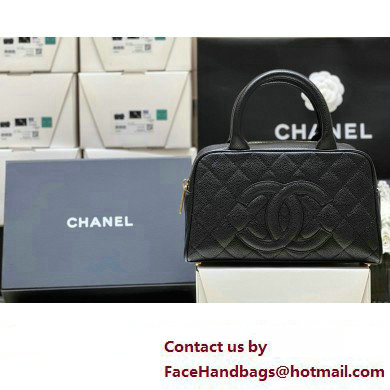 CHANEL CC Quilted Caviar Bowling Bag in Black 2023(ORIGINAL QUALITY)