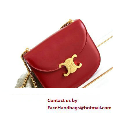 Celine CHAIN BESACE CLEA BAG in Shiny calfskin 110413 Red - Click Image to Close