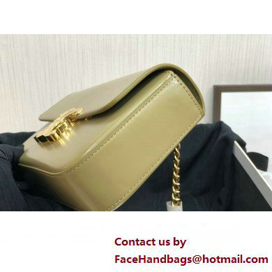 Celine CHAIN SHOULDER BAG triomphe in Shiny calfskin 197993 Olive Green - Click Image to Close