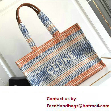 Celine Large Cabas Thais Bag In Striped Textile With Celine 196762 Multicolor 2023