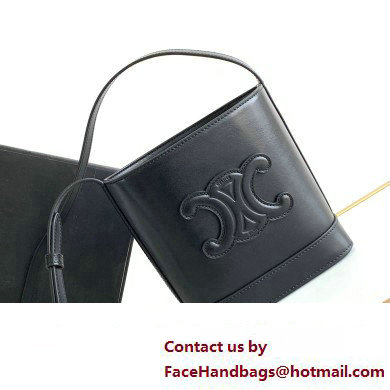 Celine MINI BUCKET CUIR TRIOMPHE Bag in SMOOTH CALFSKIN 10L433 Black - Click Image to Close