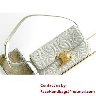 Celine SHOULDER BAG triomphe in QUILTED TRIOMPHE LAMBSKIN 194143 White