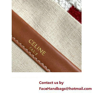 Celine Small Cabas Thais Bag In Textile With Celine All Over 199162 White/Red 2023 - Click Image to Close