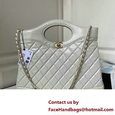 Chanel 31 Large Shopping Bag in Shiny Crumpled Calfskin AS1010 white 2023 - Click Image to Close