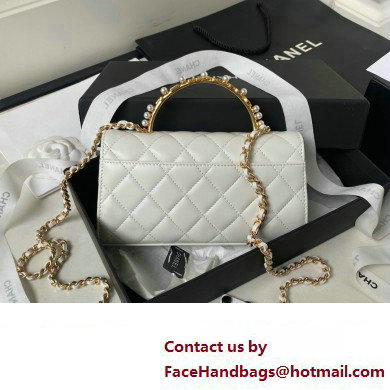 Chanel Clutch with Chain Bag in Lambskin and Imitation Pearls AP3512 White 2023 - Click Image to Close