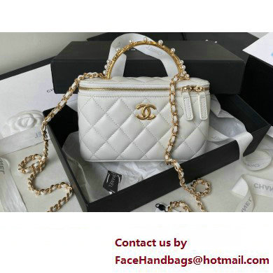 Chanel Clutch with Chain Bag in Lambskin and Imitation Pearls AP3515 White 2023 - Click Image to Close