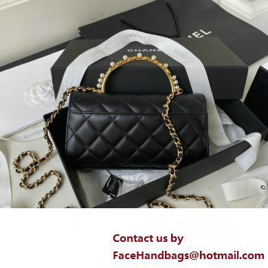 Chanel Clutch with Chain in Lambskin and Imitation Pearls AP3512 BLACK 2023