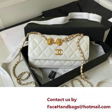 Chanel Flap Phone Holder with Chain in Lambskin AP3426 white 2023