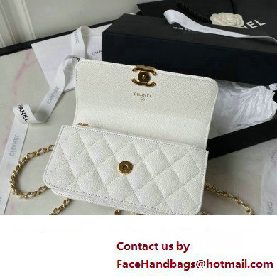 Chanel Grained Calfskin Wallet On Chain WOC Bag AP3021 White 2023 - Click Image to Close