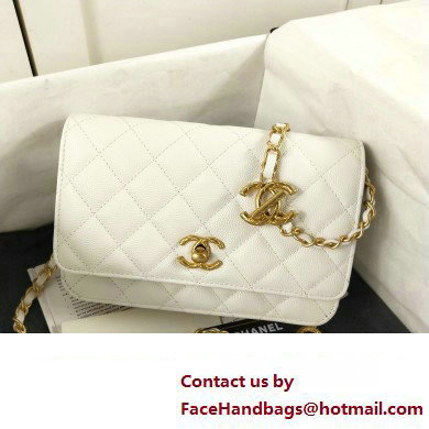 Chanel Wallet on Chain in Pearly Grained Calfskin AP3479 white 2023