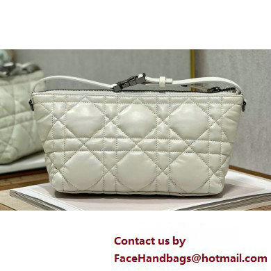 Dior Medium DiorTravel Nomad Pouch bag in Macrocannage Calfskin White/silver