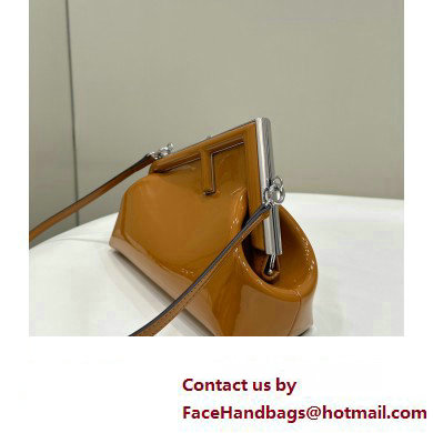 Fendi First Midi bag in brown patent leather 2023
