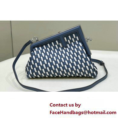 Fendi First Small bag in White and blue woven leather 2023 - Click Image to Close