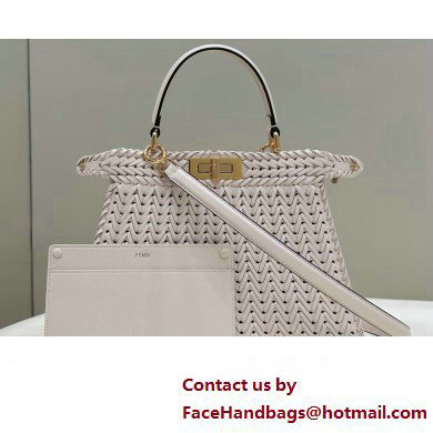 Fendi Peekaboo Iseeu Medium Bag in interlace leather White 2023
