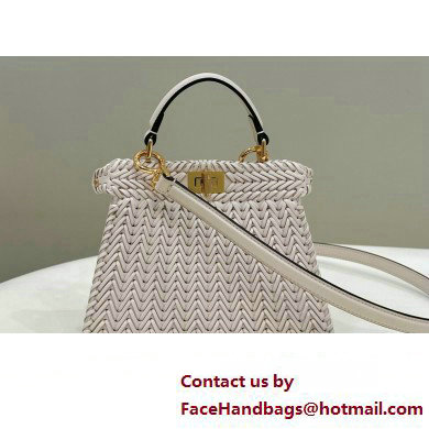 Fendi Peekaboo Iseeu Petite Bag in interlace leather White 2023 - Click Image to Close