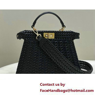 Fendi Peekaboo Iseeu Small Bag in interlace leather Black 2023