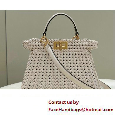 Fendi Peekaboo Iseeu Small Bag in interlace leather White 2023