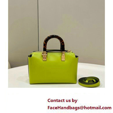 Fendi mini By The Way Boston bag in acid green leather 2023