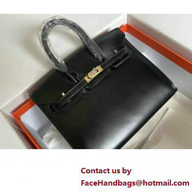 Hermes Birkin 25/30 In Original Box Leather Black with Gold Hardware (Full Handmade)