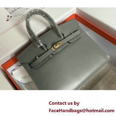 Hermes Birkin 25/30 In Original Box Leather Gray with Gold/Silver Hardware (Full Handmade)