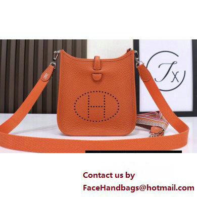 Hermes Evelyne III TPM Bag In Original Togo Leather Orange with Silver Hardware (Machine Made)