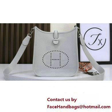 Hermes Evelyne III TPM Bag In Original Togo Leather blue pale with silver Hardware (Machine Made)