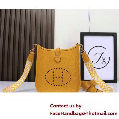 Hermes Evelyne III TPM Bag In Original Togo Leather jaune ambre with Gold/Silver Hardware (Machine Made)
