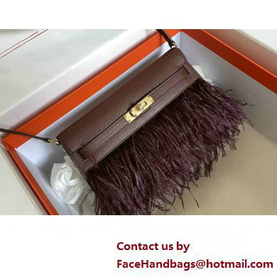 Hermes Feather Kelly Elan Bag In Original Mysore Leather Burgundy 2023(Full Handmade)