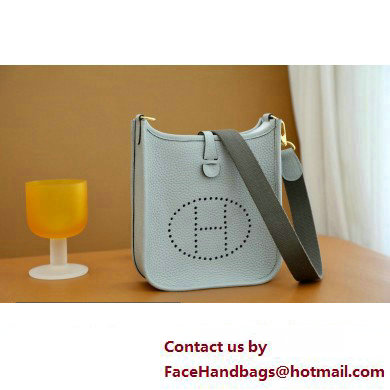 Hermes III TPM Evelyne Bag In Original Togo Leather with Gold/Silver Hardware blue pale(Full Handmade)