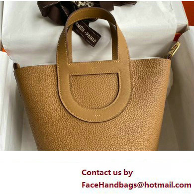 Hermes In-The-Loop Tote Bag In Original taurillon clemence Leather biscuit with gold Hardware (Full Handmade Quality)